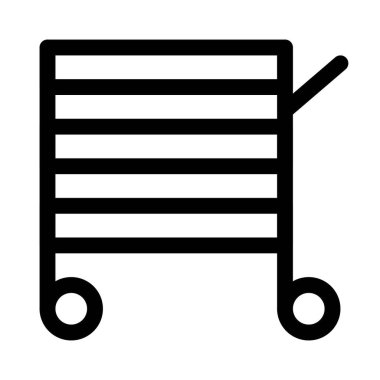 Birden fazla rafı olan bir tıbbi servis arabası..