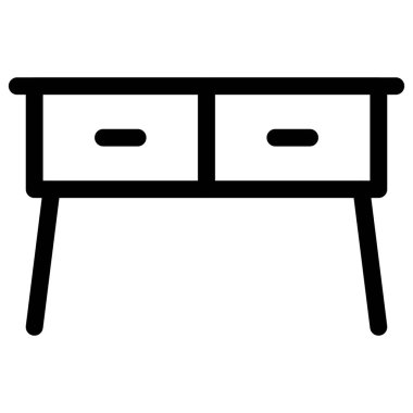 Büyük çekmeceleri olan yan masa.