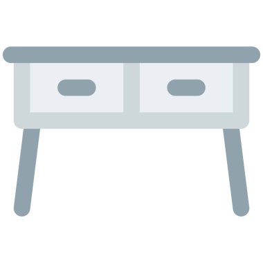 Büyük çekmeceleri olan yan masa.