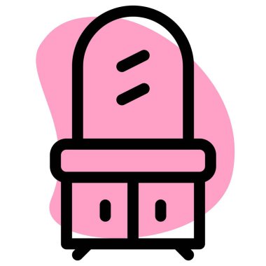 Büyük boy aynalı giyinme masası kurulumu.