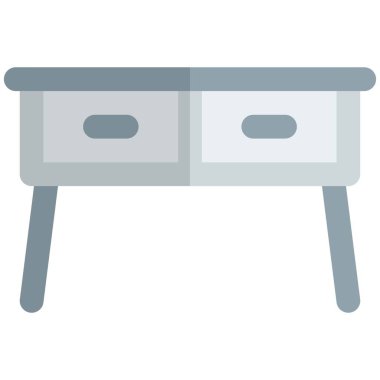 Büyük çekmeceleri olan yan masa.