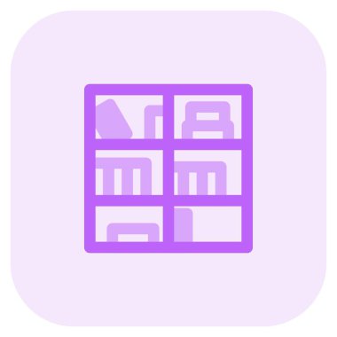 Kitapları düzenlemek için tahta kitaplık.