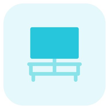 Ahşap televizyon standı veya çizim alanındaki masa.