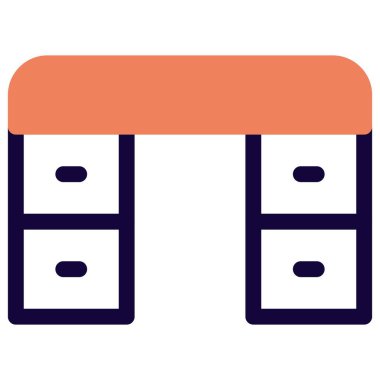 Birden fazla çekmecesi olan büyük boy bir masa.