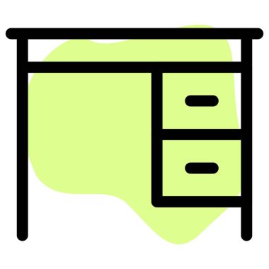 Malzemeleri saklamak için çekmeceli çalışma masası