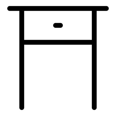 Çekmeceli sehpa odanın köşesinde..