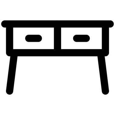 Büyük çekmeceleri olan yan masa.