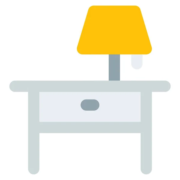 Table Chevet Pour Chambre Avec Lampe — Image vectorielle