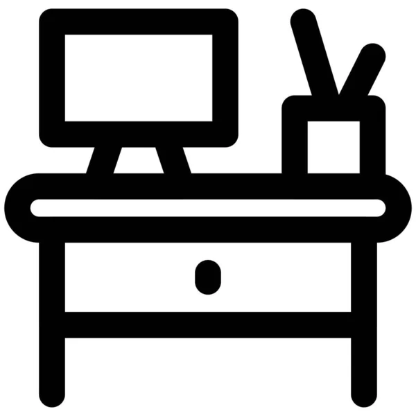Desktop Und Büroeinrichtung Für Sekretariatsarbeit — Stockvektor