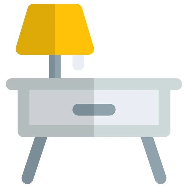 Petite Table Chevet Bois Avec Lampe Ombre — Image vectorielle
