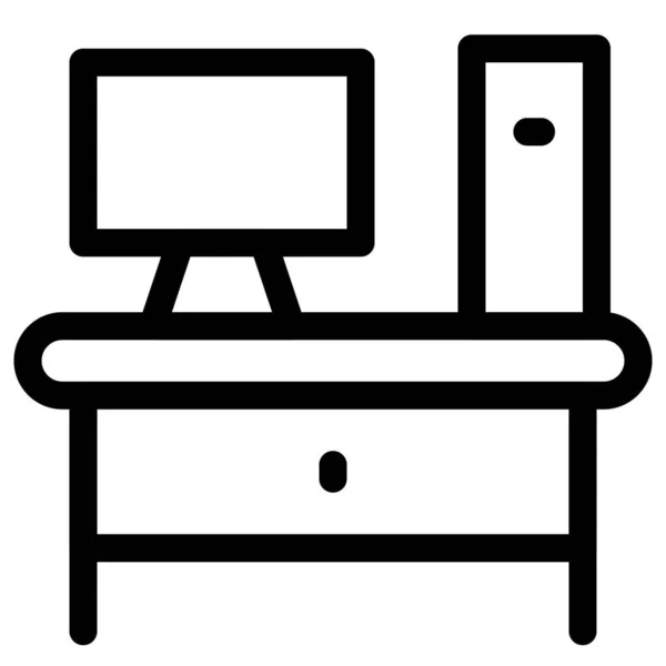 Computer Table Setup Workplace — Stock Vector