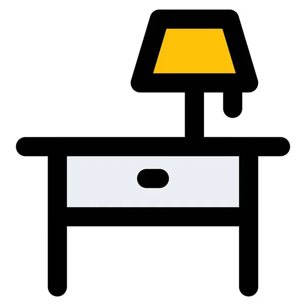 Nattduksbord För Sovrum Med Lampa — Stock vektor