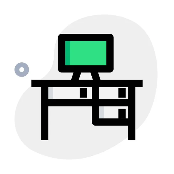 Schreibtisch Mit Mehreren Schubladen Für Computer — Stockvektor