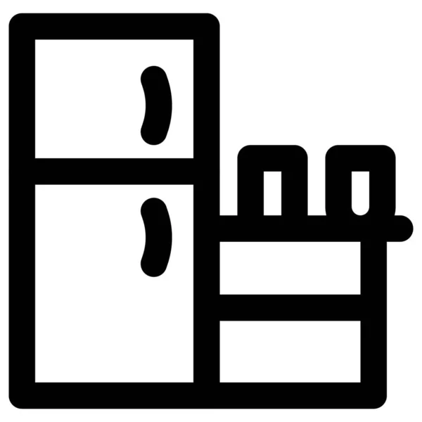 Büro Speisekammer Mit Kühlschrank Und Zubehör — Stockvektor