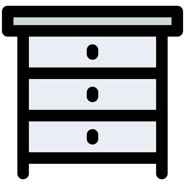 アイテムやナイトスタンドの収納用のベッドサイドテーブル — ストックベクタ