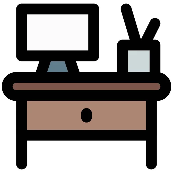Desktop Und Büroeinrichtung Für Sekretariatsarbeit — Stockvektor