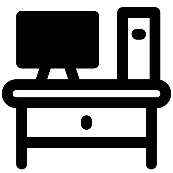 Computer Tafelopstelling Voor Werkplek — Stockvector