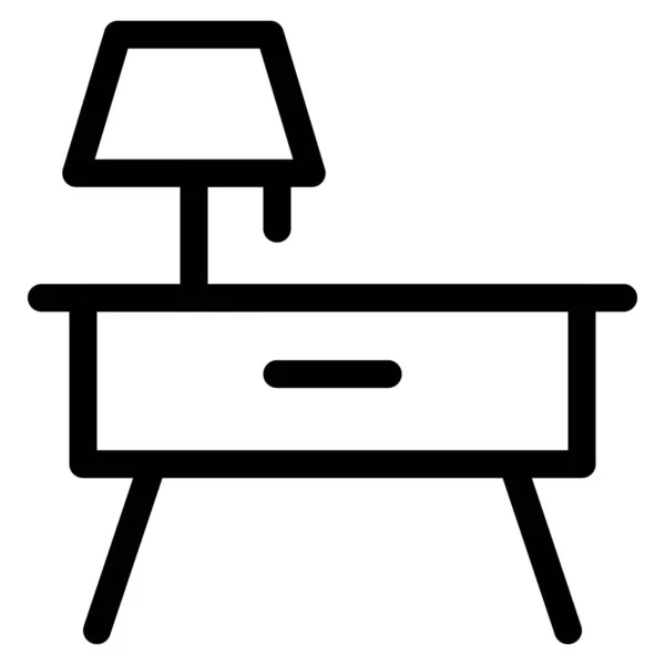 Meja Kayu Kecil Dengan Lampu Bayangan - Stok Vektor