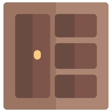 Birden fazla rafı olan büyük taşınabilir dolap.