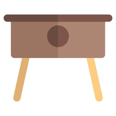 Modern ahşap masa yatağın yanına..