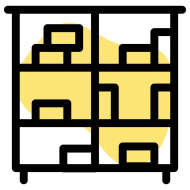 Kitaplık, kitap veya malzeme depolamak için kullanılır.