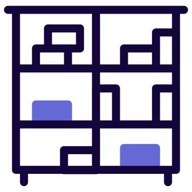 Kitaplık, kitap veya malzeme depolamak için kullanılır.