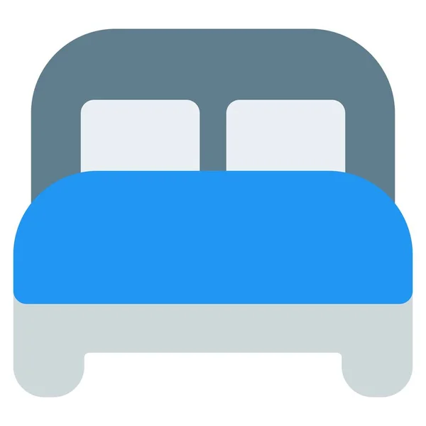 クッションとヘッドボード付きの木製ベッド — ストックベクタ