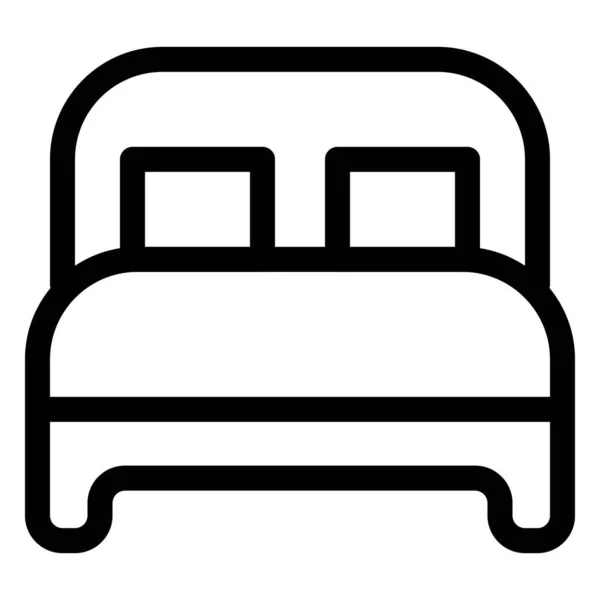 Holzbett Mit Kissen Und Kopfteil — Stockvektor