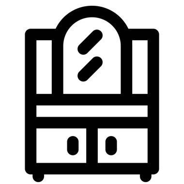 Odanın içi şık ahşap şifoniyerle dolu..