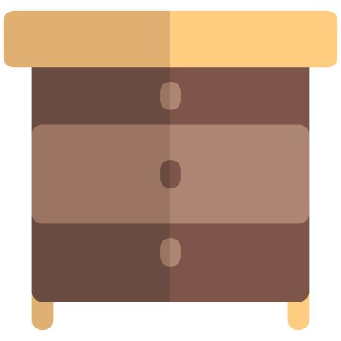 Komodin olarak kullanılan birden fazla çekmece dolabı.