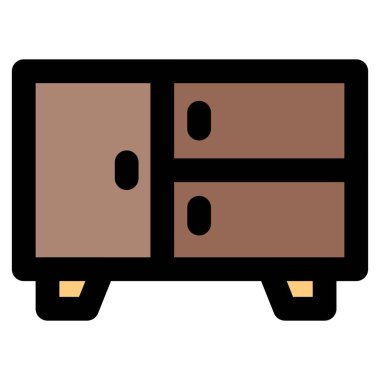 Birden fazla çekmecesi olan geniş büfe.