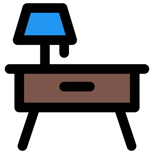 Nattduksbord Med Bordslampa Toppen — Stock vektor