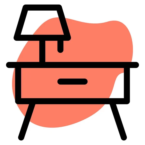 Nachttisch Mit Tischlampe Oben — Stockvektor