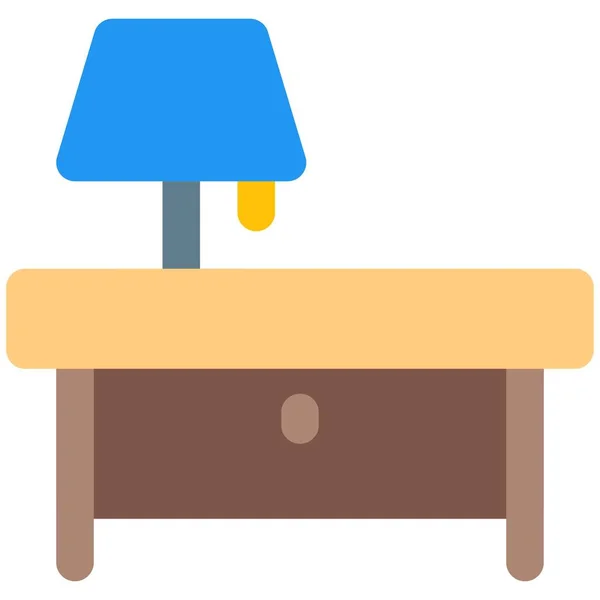 Kleiner Nachttisch Mit Lampenschirm Für Schlafzimmer — Stockvektor