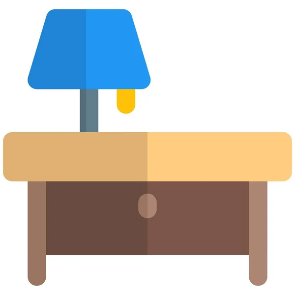 Petite Table Chevet Avec Abat Jour Pour Chambres — Image vectorielle
