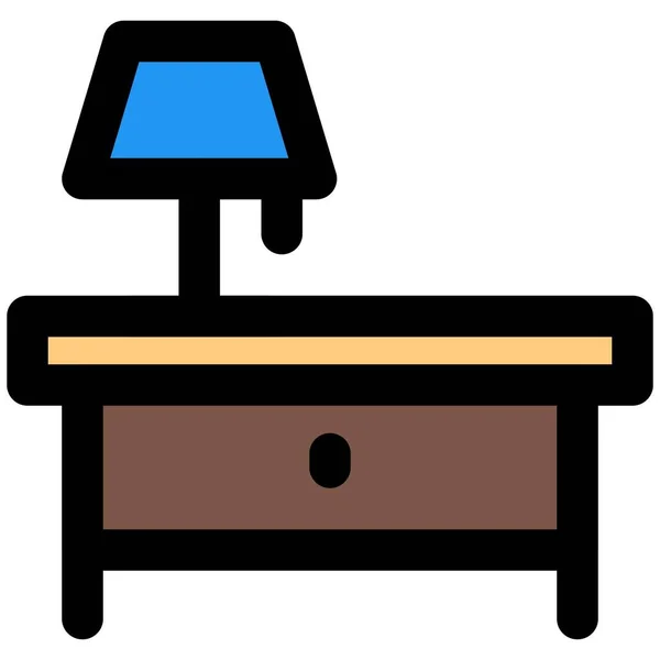 Kis Éjjeliszekrény Lámpaernyővel Hálószobákhoz — Stock Vector