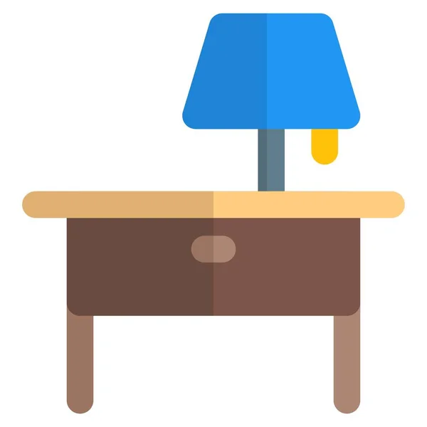 Kleiner Nachttisch Für Nachttisch Mit Lampe — Stockvektor