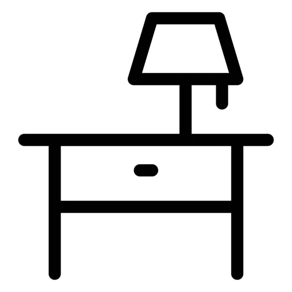 Klein Nachtkastje Voor Bij Het Bed Met Lamp — Stockvector