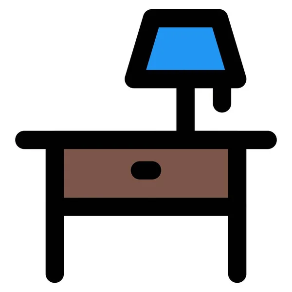 ランプ付きのベッドサイドのための小さなナイトスタンド — ストックベクタ