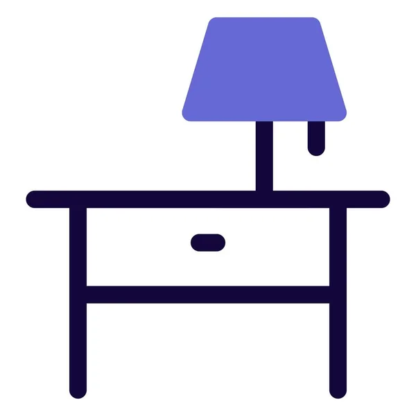 Petite Table Chevet Pour Chevet Avec Lampe — Image vectorielle