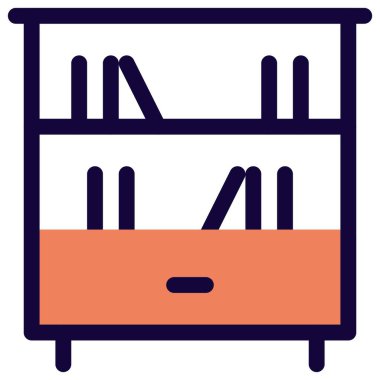 Kitap rafı olarak kullanılan tahta raf dolabı.