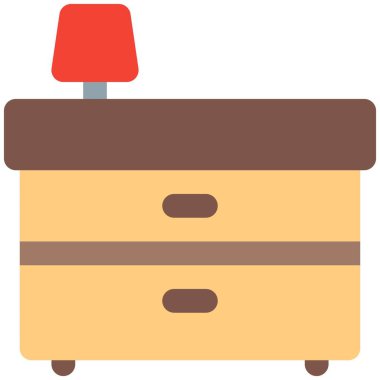 Masa lambası olan bir dolap.