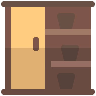 Birden fazla rafı olan büyük dolap.