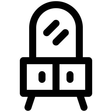 Dolapları ve aynaları olan ahşap bir şifonyer.