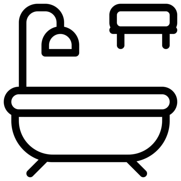 Büyük Boy Banyo Küveti Üstte Duş Musluğu Var — Stok Vektör