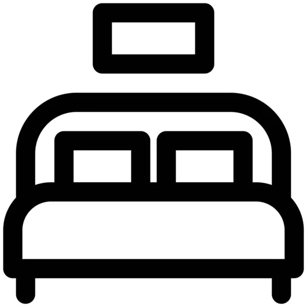 Bequemes Doppelbett Mit Bettwäsche Für Das Zimmer — Stockvektor