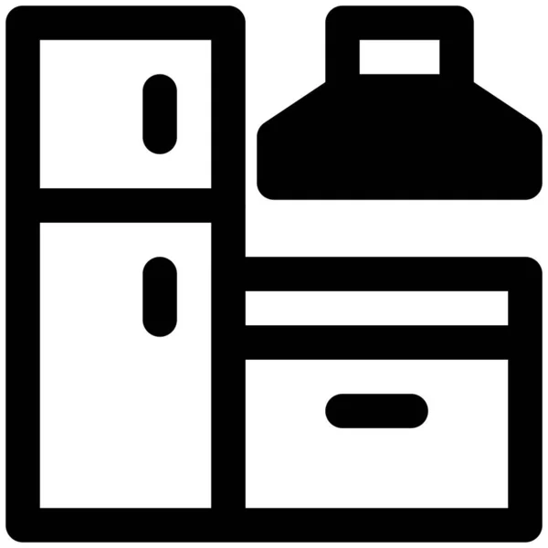 Kücheneinrichtung Besteht Aus Geräten Und Schränken — Stockvektor
