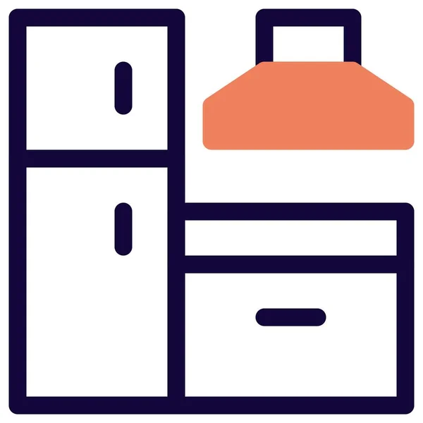 Kücheneinrichtung Besteht Aus Geräten Und Schränken — Stockvektor