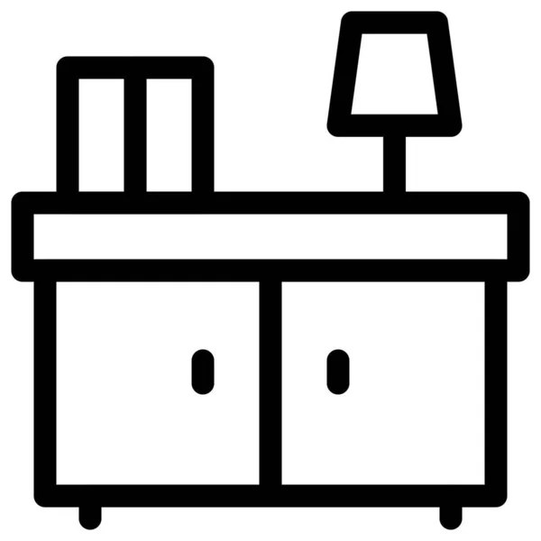 Table Chevet Avec Lampe Accessoires Sur Comptoir — Image vectorielle