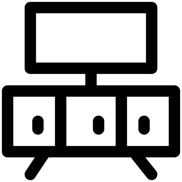 Conjunto Gabinetes Televisión Con Múltiples Armarios — Vector de stock